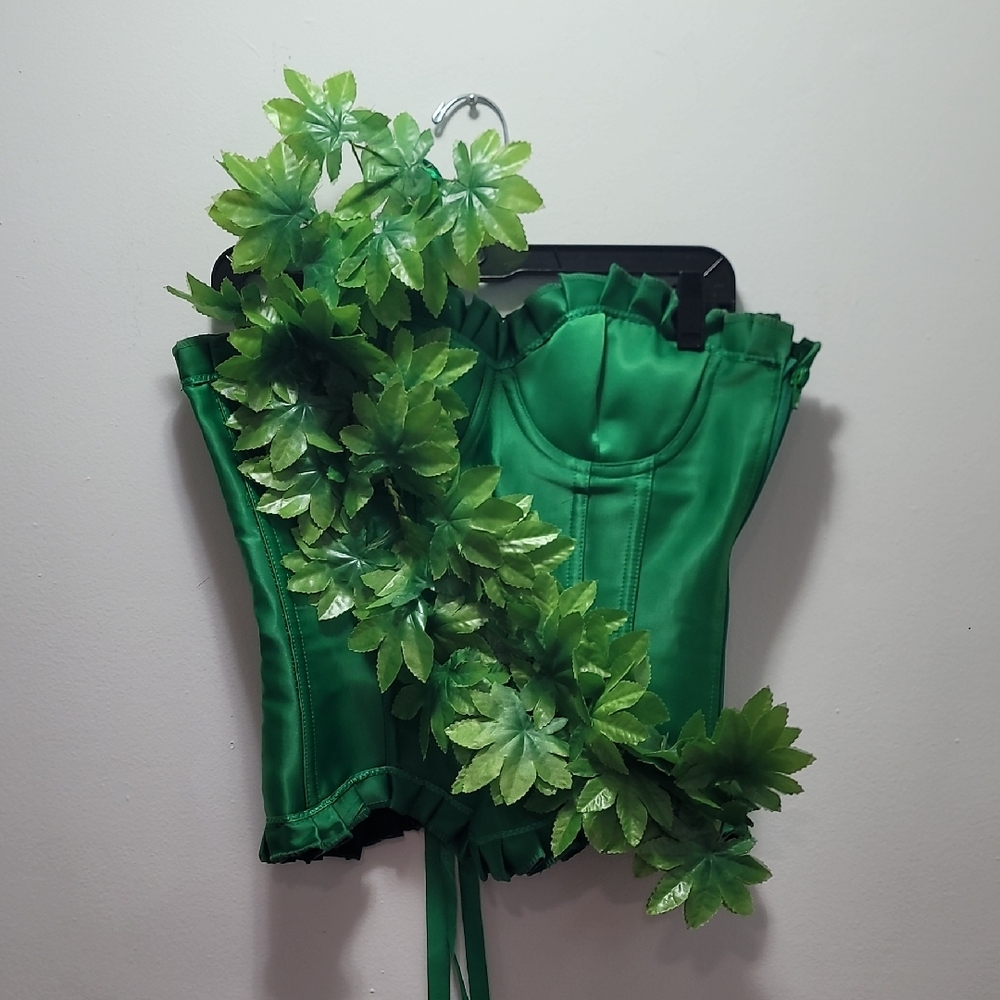 Black Corset with Green Embellishments